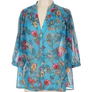 Vibrant Floral Sheer Blouse